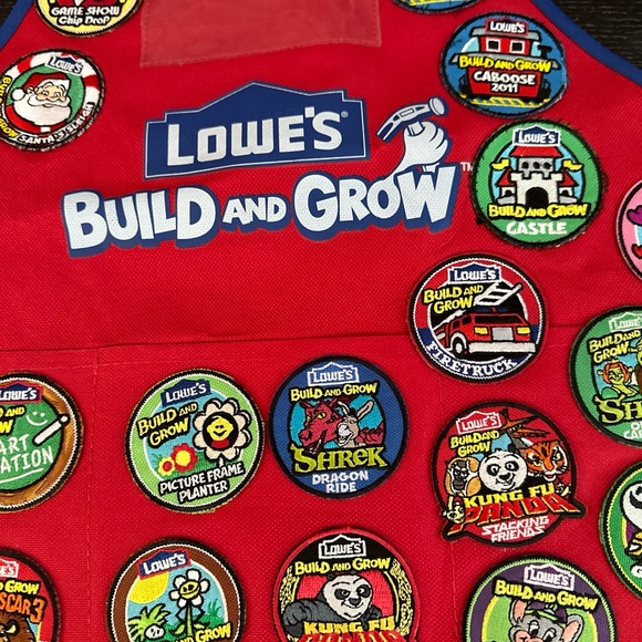Lot of 3 Lowes Build and Grow Kids Aprons & Tons Of Patches - Picture 6 of 11